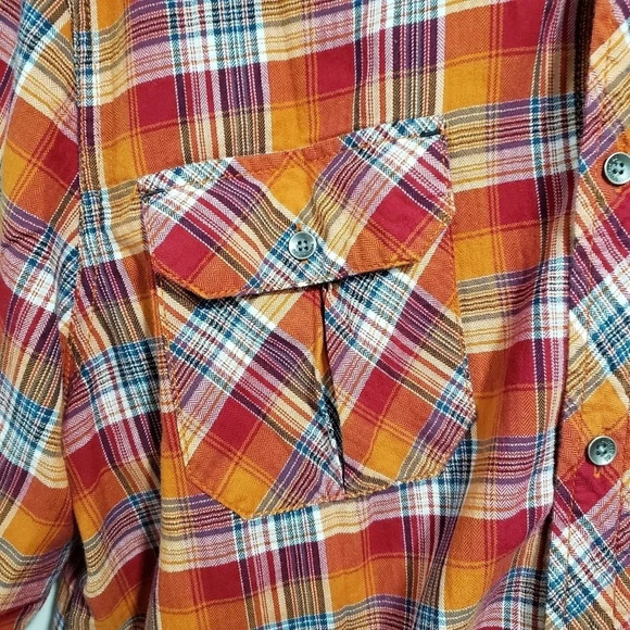 Buffalo David Bitton Mens  Size L Long Sleeve Button Down Orange Plaid Shirt. - Picture 4 of 6
